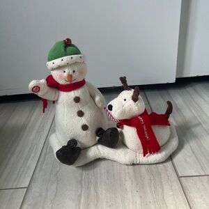 Hallmark Snowman and Dog Holiday Decor - Green, Red, Brown, White
